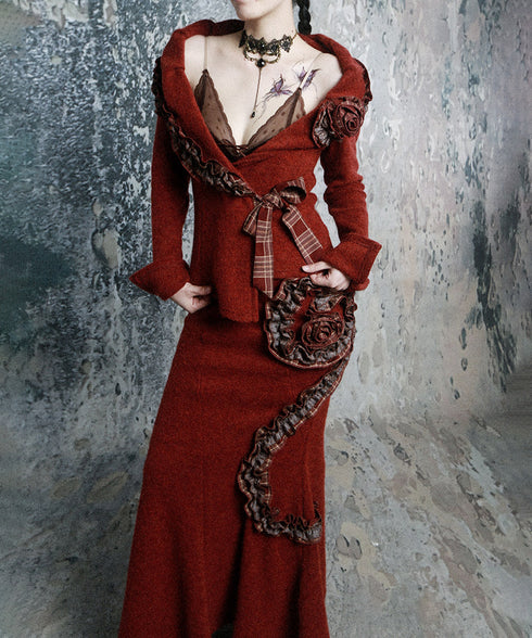 Ruffle Trim Wrap Cardigan