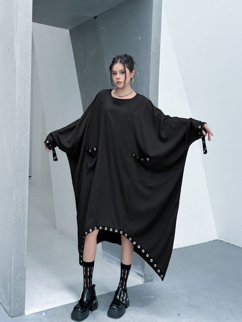 Eyelet Draped Oversized Dress