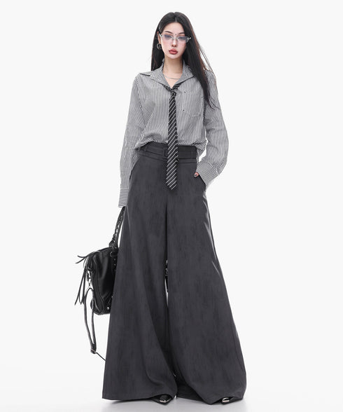 Vintage Wash Wide Belt Pants