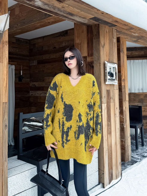 Abstract Dye Oversized Knit Top