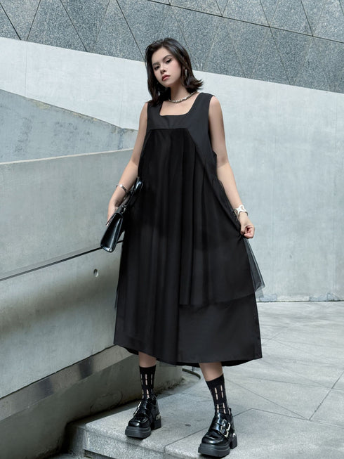 Layered Mesh Flare Dress