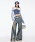 Crystal Dust Washed Wide Denim Pants