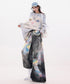Iridescent Print Denim Wide Pants