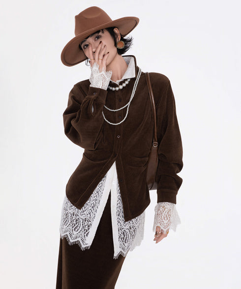 Corduroy Twist Front Blouse