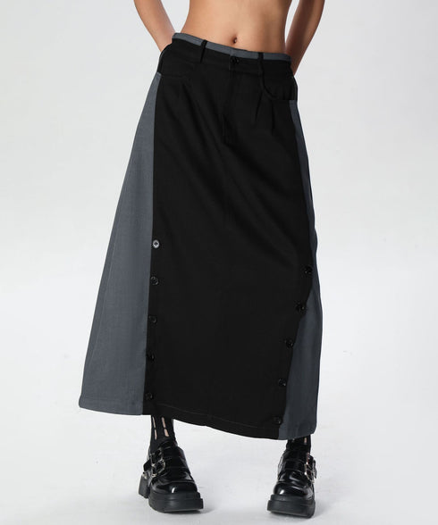 Dual Panel Buttoned Skirt