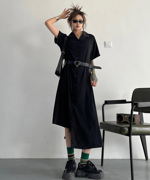 Dark Loose Shirt Dress