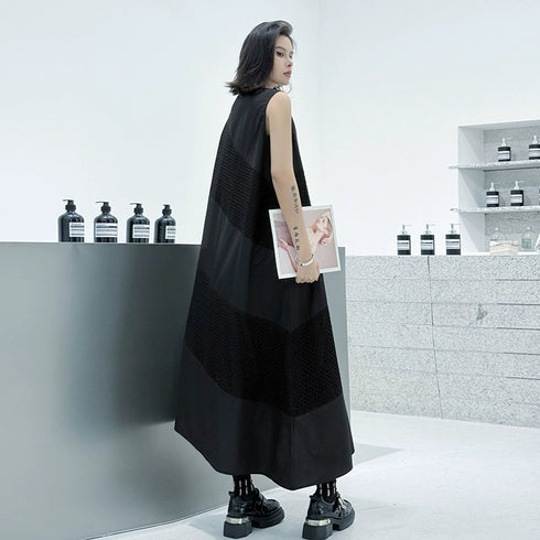 Diagonal Mesh Panel Dress