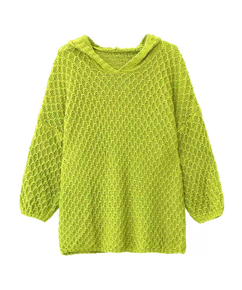 Textured Knit Hoodie Top