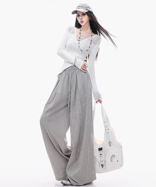 Pinstripe Wide Easy Pants