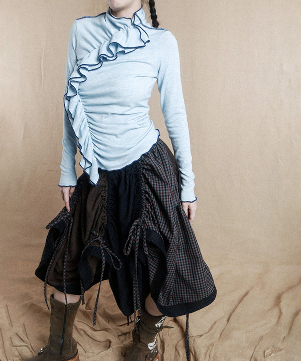 Ruffle Spiral Highneck Top