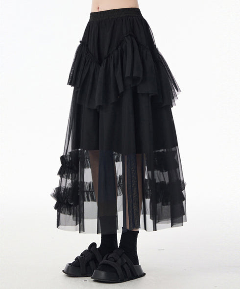 Layered Sheer Mesh Skirt
