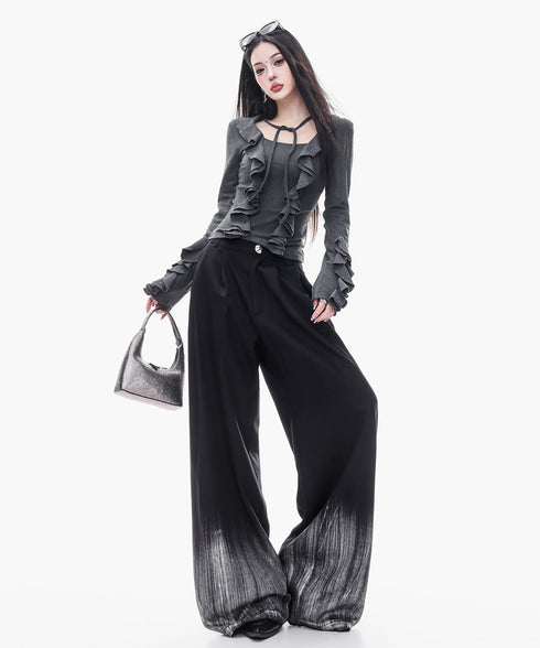 Gradient Hem Wide Slacks