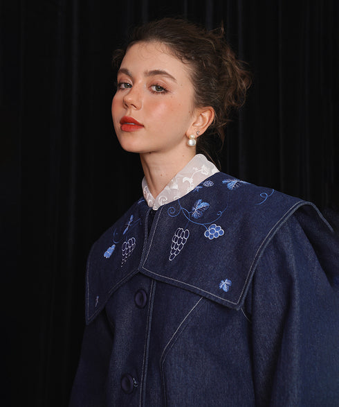 Grape Embroidered Denim Jacket