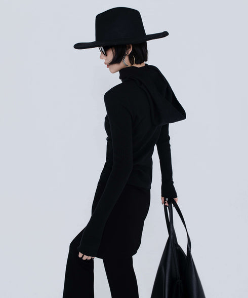 Rib Knit Top&Wrap Scarf Co-ord