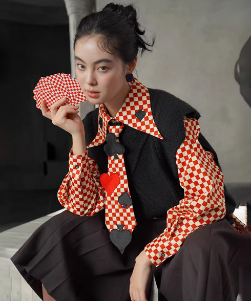 Card Suit Applique Narrow Tie