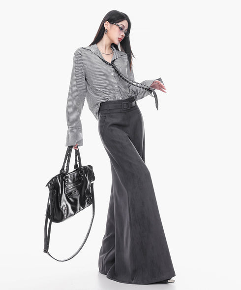 Vintage Wash Wide Belt Pants