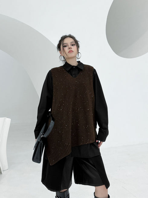 Glitter Knit Vest&Minimal Layered Shirt Series