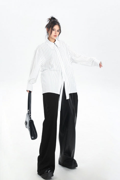 Contrast Texture Wide Pants
