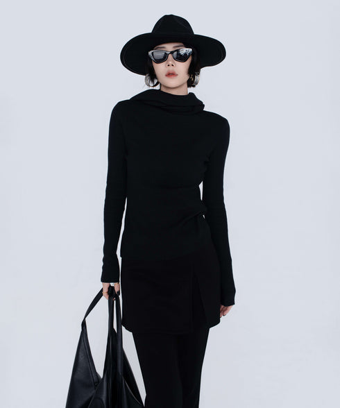 Rib Knit Top&Wrap Scarf Co-ord