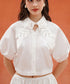 Cactus Cutwork Puff Sleeve Blouse