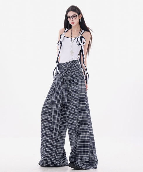 Grid Wrap Wide Pants