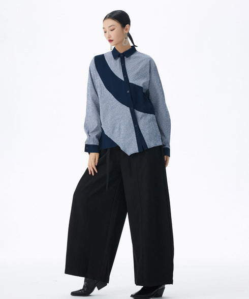 Diagonal Panel Sheer Shirt