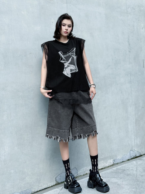 Mesh Overlay Graphic Tank