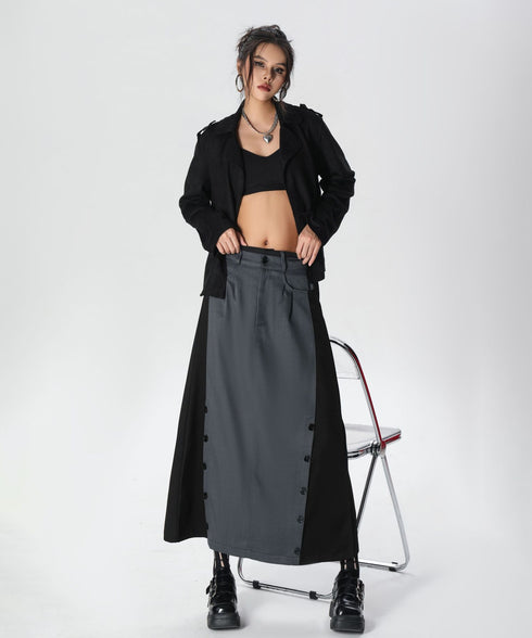 Dual Panel Buttoned Skirt