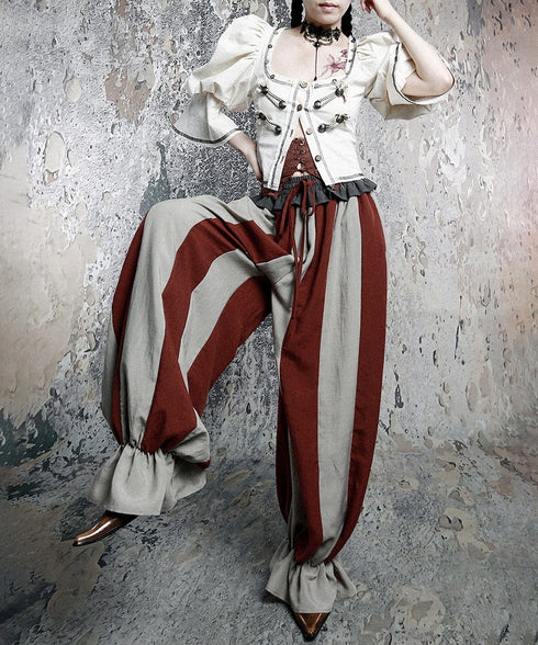 Stripe Gather Balloon Pants