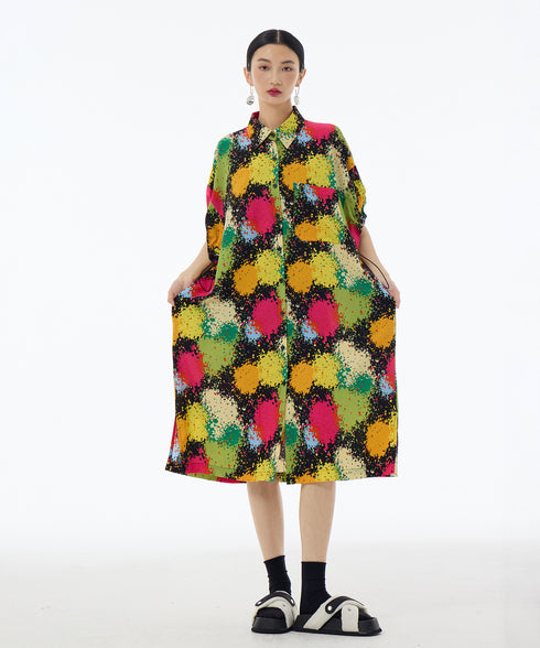 Splash Bloom Shirt Dress