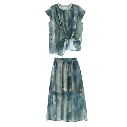 Floating Dye Top & Skirt Co-ord