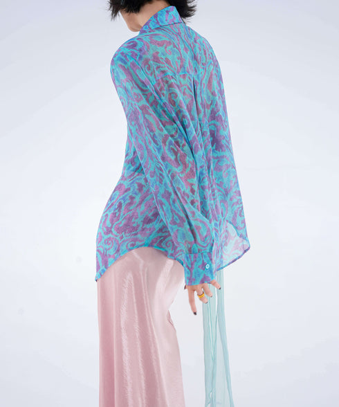 Veil Tie Print Blouse