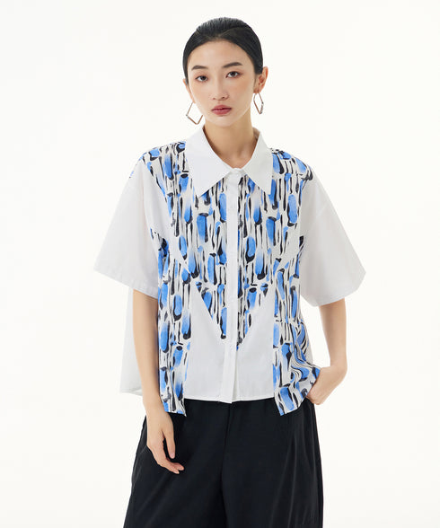 Blue Graphic Blouse