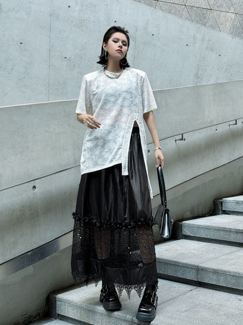 Noir Mesh Layered Skirt