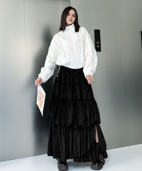 Layered Volume Maxi Skirt