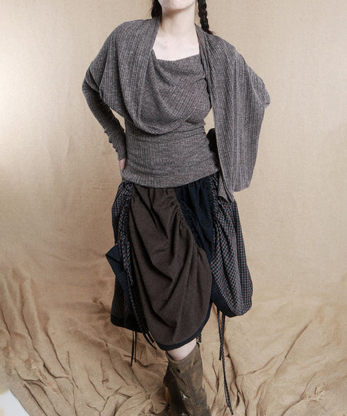 Hooded Rib Drape Top