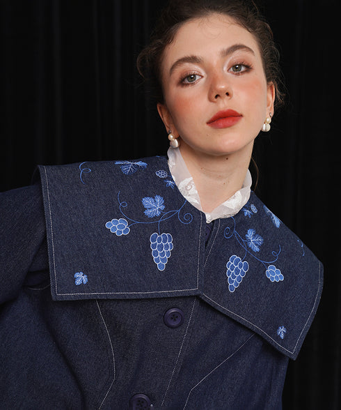 Grape Embroidered Denim Jacket