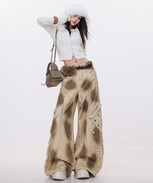 Dust Wash Multi Pocket Wide Pants