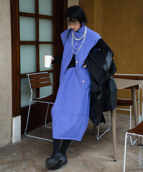 Quilted Volume Vest& Skirt Co-ord