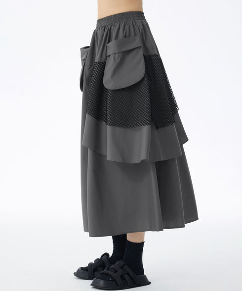 Layered Mesh Flap Skirt