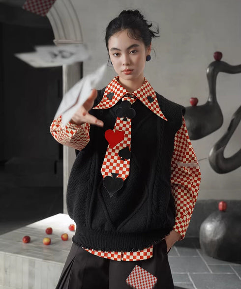 Card Suit Applique Narrow Tie