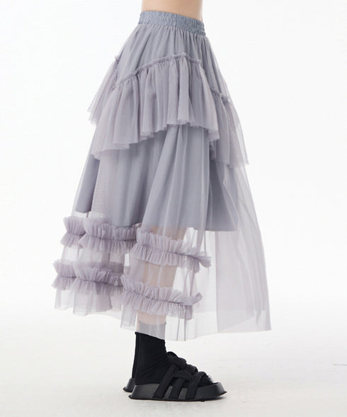 Layered Sheer Mesh Skirt