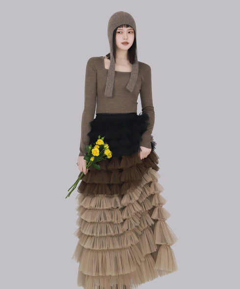 Cascade Frill Long Skirt