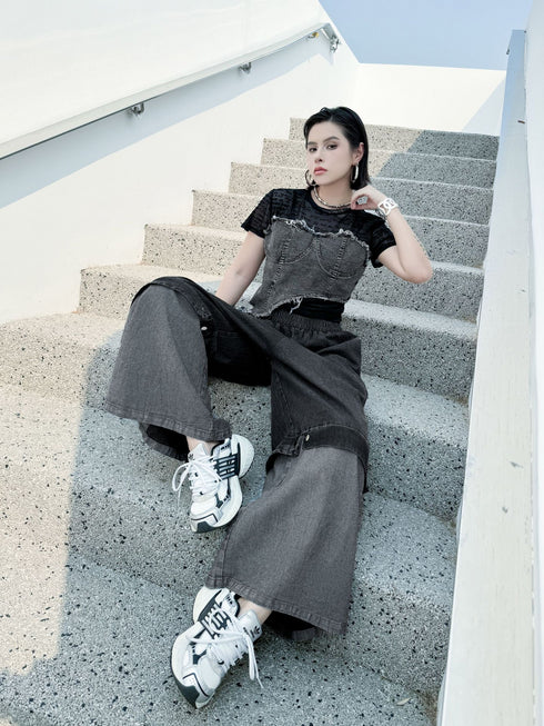 Black Mesh Layered Skirt