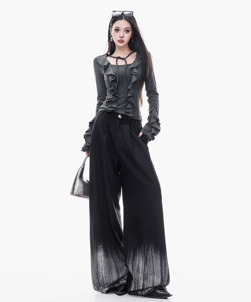 Gradient Hem Wide Slacks