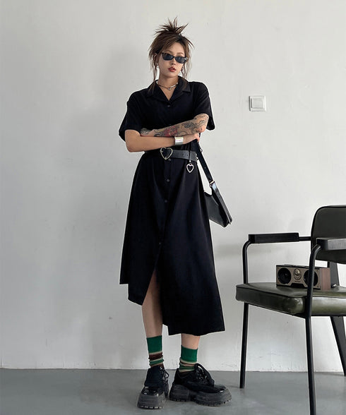 Dark Loose Shirt Dress