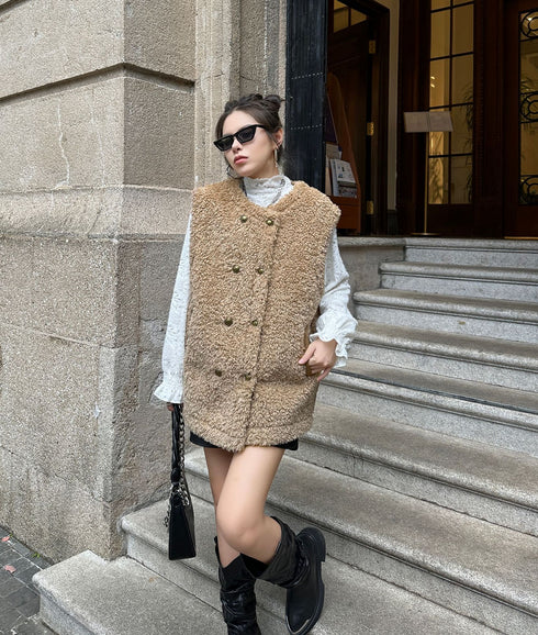 Textured Double Button Vest