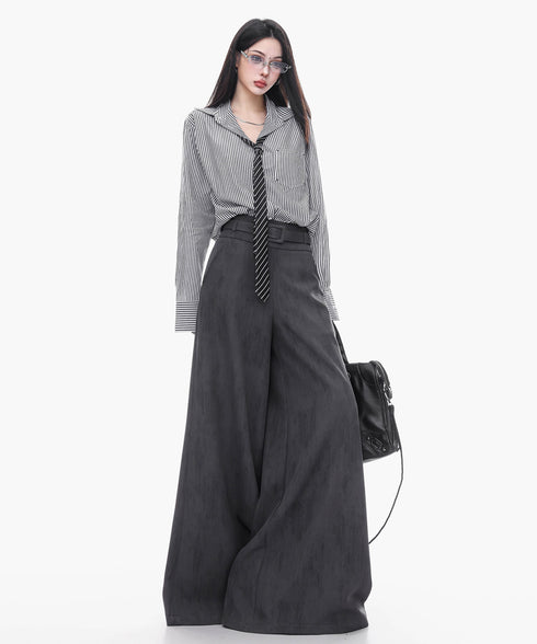 Vintage Wash Wide Belt Pants