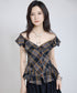Fold Collar Peplum Top
