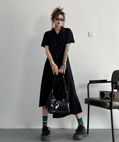 Dark Loose Shirt Dress